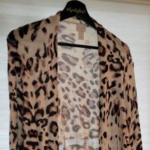 Chico's Leopard Animal Print Open Front Cardigan